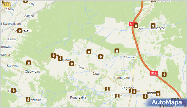 mapa Zalesie gmina Jeżowe, Zalesie gmina Jeżowe na mapie Targeo