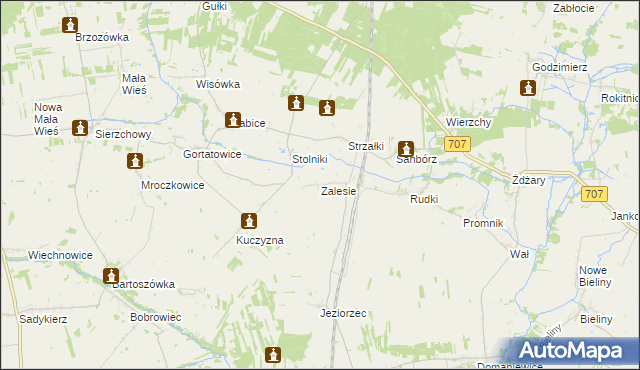 mapa Zalesie gmina Nowe Miasto nad Pilicą, Zalesie gmina Nowe Miasto nad Pilicą na mapie Targeo