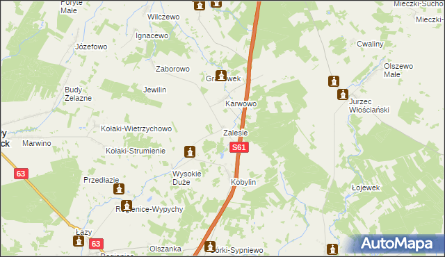 mapa Zalesie gmina Stawiski, Zalesie gmina Stawiski na mapie Targeo