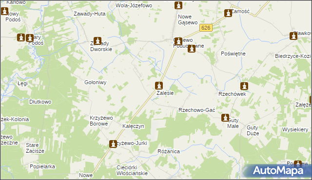 mapa Zalesie gmina Sypniewo, Zalesie gmina Sypniewo na mapie Targeo