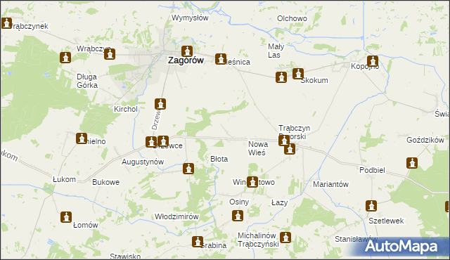 mapa Zalesie gmina Zagórów, Zalesie gmina Zagórów na mapie Targeo