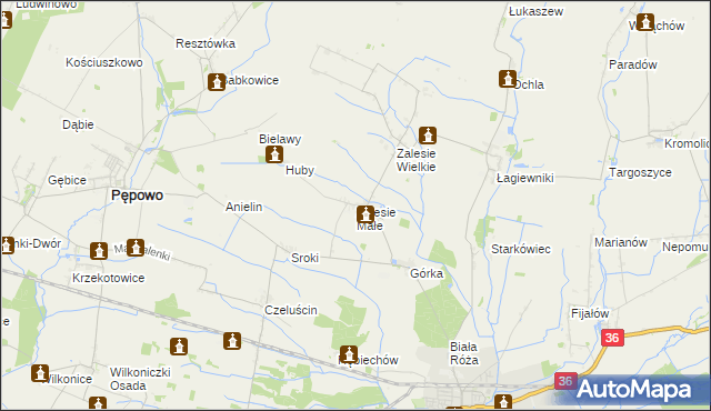 mapa Zalesie Małe, Zalesie Małe na mapie Targeo