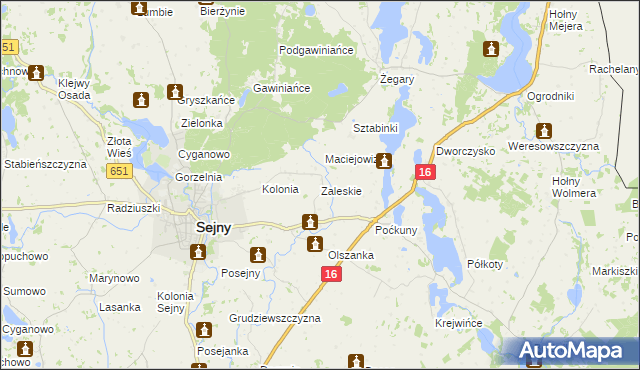 mapa Zaleskie gmina Sejny, Zaleskie gmina Sejny na mapie Targeo