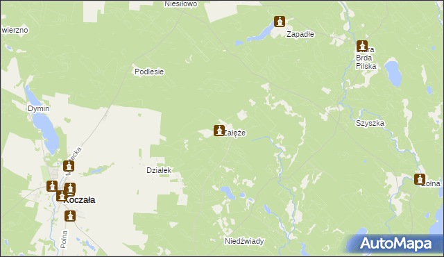 mapa Załęże gmina Koczała, Załęże gmina Koczała na mapie Targeo