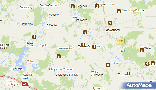 mapa Zaliwie-Brzozówka, Zaliwie-Brzozówka na mapie Targeo