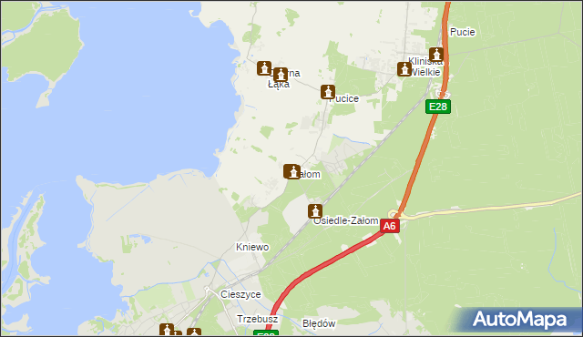 mapa Załom gmina Goleniów, Załom gmina Goleniów na mapie Targeo