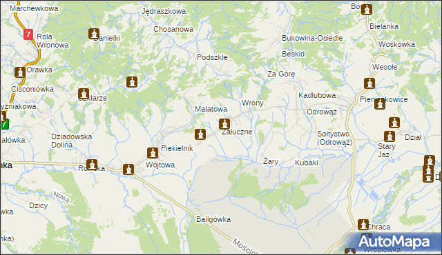 mapa Załuczne, Załuczne na mapie Targeo