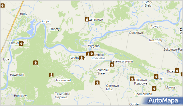 mapa Zambski Kościelne, Zambski Kościelne na mapie Targeo