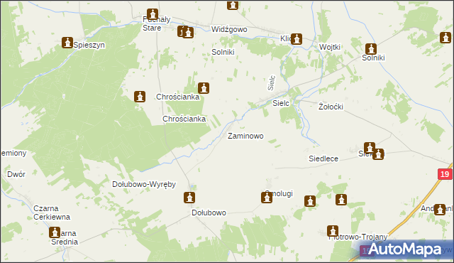 mapa Zaminowo, Zaminowo na mapie Targeo