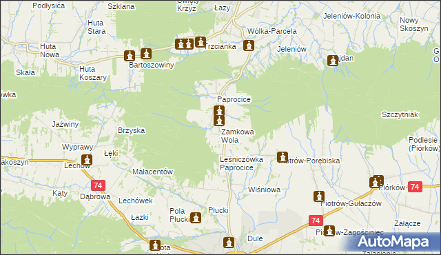 mapa Zamkowa Wola, Zamkowa Wola na mapie Targeo