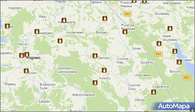 mapa Zamość gmina Rogowo, Zamość gmina Rogowo na mapie Targeo