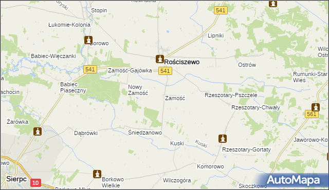 mapa Zamość gmina Rościszewo, Zamość gmina Rościszewo na mapie Targeo