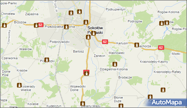 mapa Żanecin, Żanecin na mapie Targeo