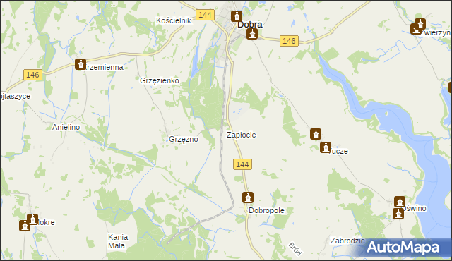 mapa Zapłocie gmina Dobra, Zapłocie gmina Dobra na mapie Targeo