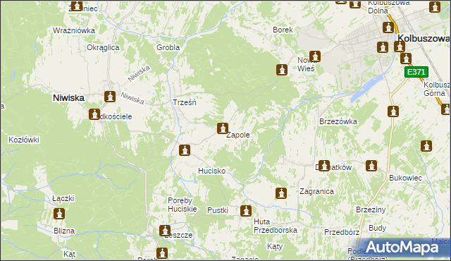 mapa Zapole gmina Niwiska, Zapole gmina Niwiska na mapie Targeo