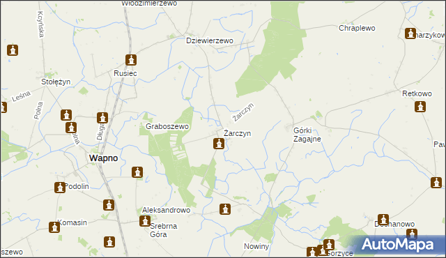 mapa Żarczyn gmina Kcynia, Żarczyn gmina Kcynia na mapie Targeo