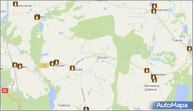 mapa Żarczyn gmina Widuchowa, Żarczyn gmina Widuchowa na mapie Targeo