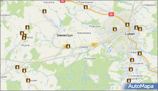 mapa Zaręba gmina Siekierczyn, Zaręba gmina Siekierczyn na mapie Targeo