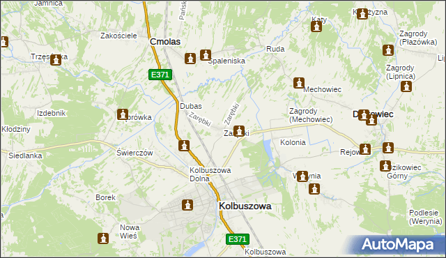 mapa Zarębki gmina Kolbuszowa, Zarębki gmina Kolbuszowa na mapie Targeo