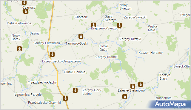 mapa Zaręby-Kramki, Zaręby-Kramki na mapie Targeo