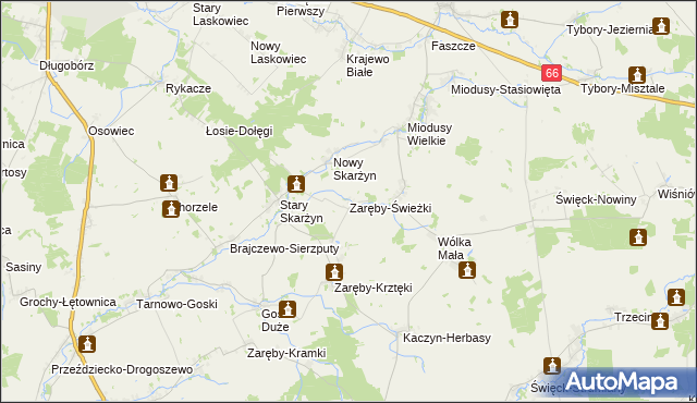 mapa Zaręby-Świeżki, Zaręby-Świeżki na mapie Targeo