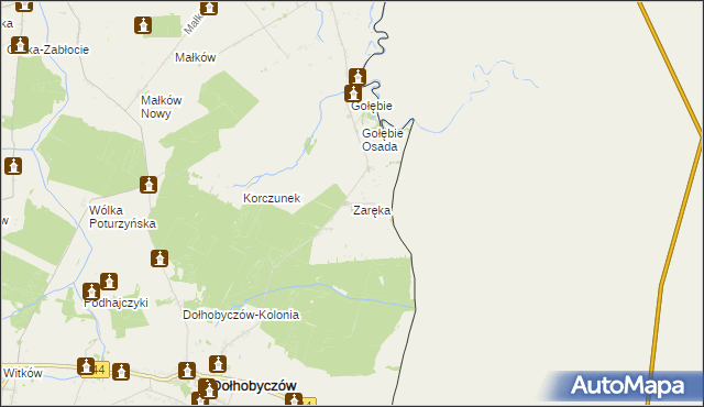 mapa Zaręka, Zaręka na mapie Targeo