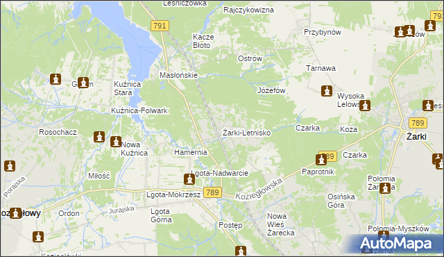 mapa Żarki-Letnisko, Żarki-Letnisko na mapie Targeo