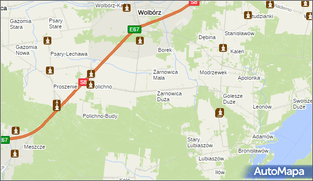 mapa Żarnowica Duża, Żarnowica Duża na mapie Targeo