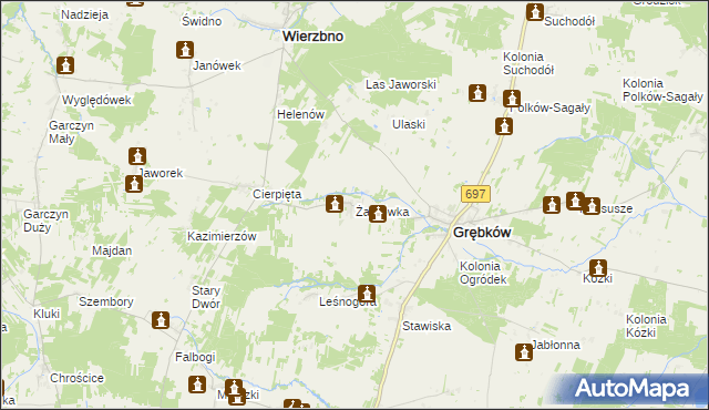 mapa Żarnówka gmina Grębków, Żarnówka gmina Grębków na mapie Targeo