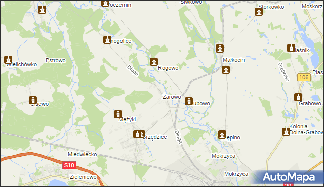 mapa Żarowo gmina Stargard, Żarowo gmina Stargard na mapie Targeo