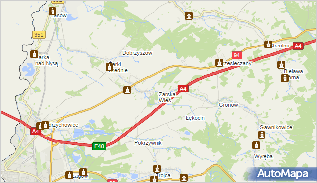 mapa Żarska Wieś, Żarska Wieś na mapie Targeo