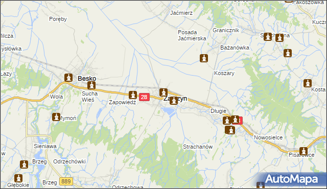 mapa Zarszyn, Zarszyn na mapie Targeo