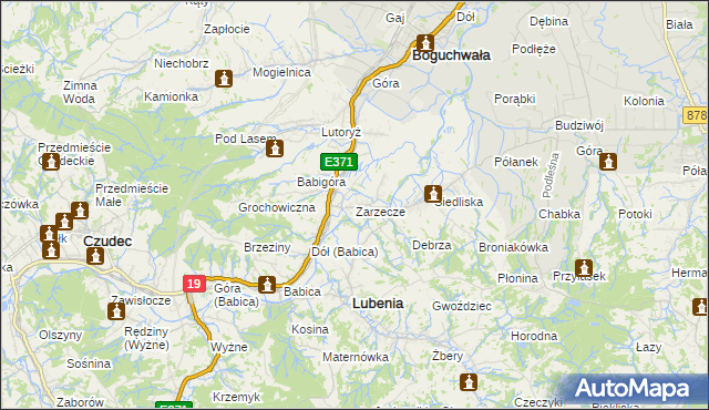 mapa Zarzecze gmina Boguchwała, Zarzecze gmina Boguchwała na mapie Targeo