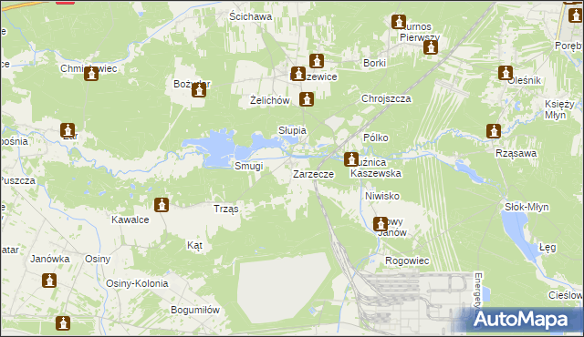 mapa Zarzecze gmina Kluki, Zarzecze gmina Kluki na mapie Targeo