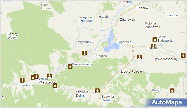 mapa Zarzecze gmina Zamość, Zarzecze gmina Zamość na mapie Targeo