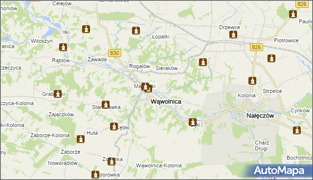 mapa Zarzeka gmina Wąwolnica, Zarzeka gmina Wąwolnica na mapie Targeo