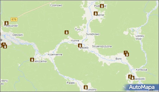 mapa Zasady gmina Gródek, Zasady gmina Gródek na mapie Targeo