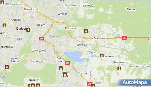 mapa Zaścianki gmina Supraśl, Zaścianki gmina Supraśl na mapie Targeo