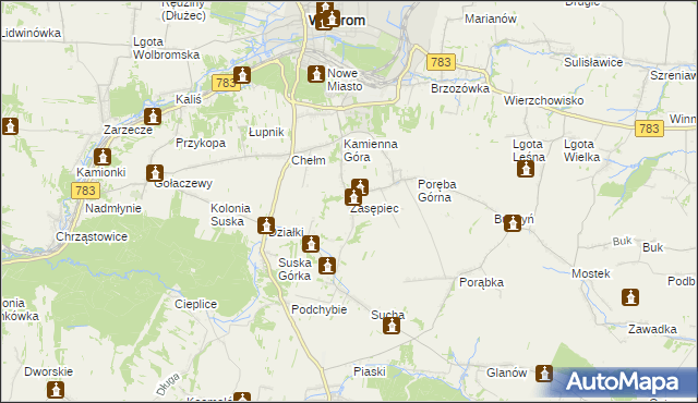 mapa Zasępiec, Zasępiec na mapie Targeo