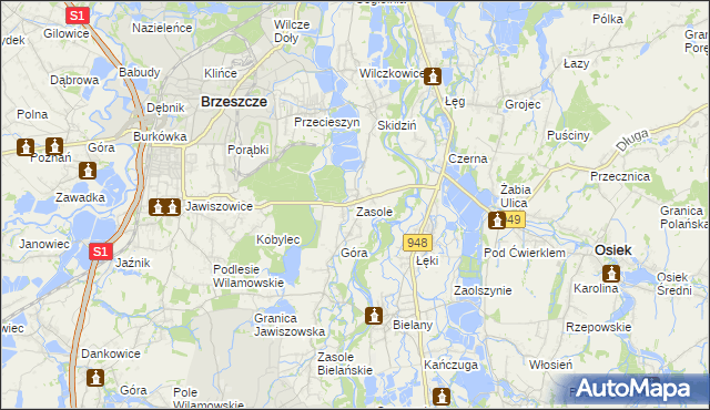 mapa Zasole, Zasole na mapie Targeo