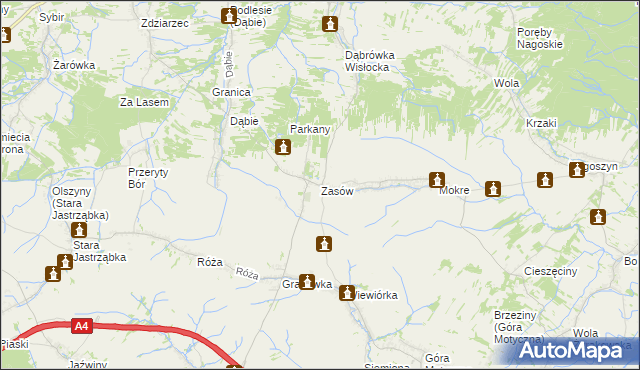 mapa Zasów, Zasów na mapie Targeo