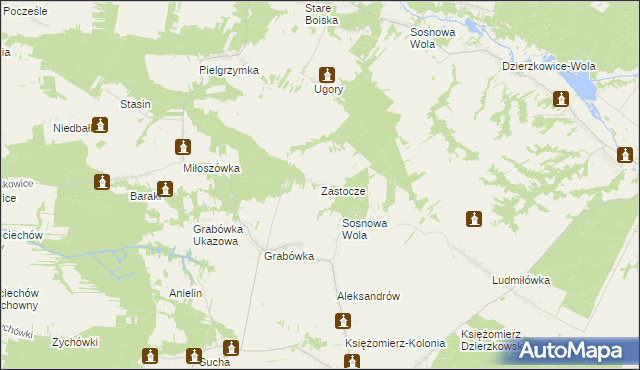 mapa Zastocze gmina Annopol, Zastocze gmina Annopol na mapie Targeo