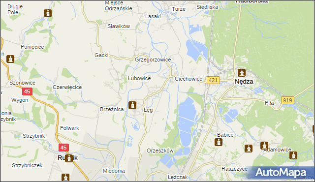 mapa Zawada Książęca, Zawada Książęca na mapie Targeo