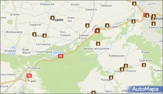 mapa Zawada-Leśniczówka, Zawada-Leśniczówka na mapie Targeo