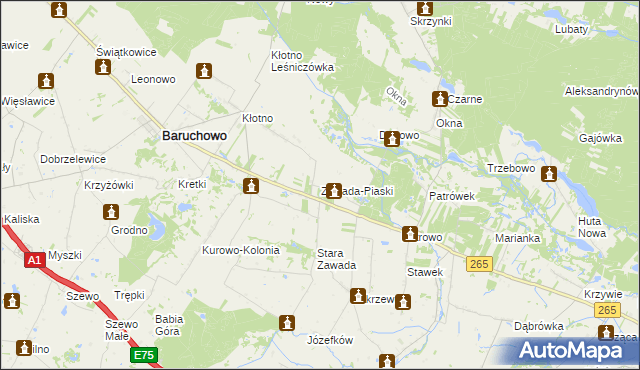 mapa Zawada-Piaski, Zawada-Piaski na mapie Targeo