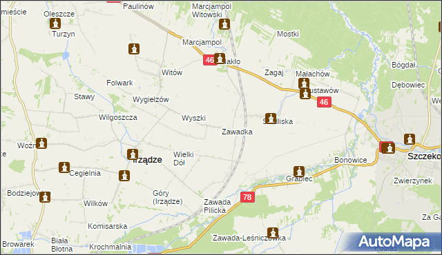 mapa Zawadka gmina Irządze, Zawadka gmina Irządze na mapie Targeo