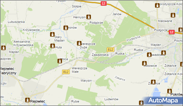 mapa Zawadówka gmina Rejowiec, Zawadówka gmina Rejowiec na mapie Targeo