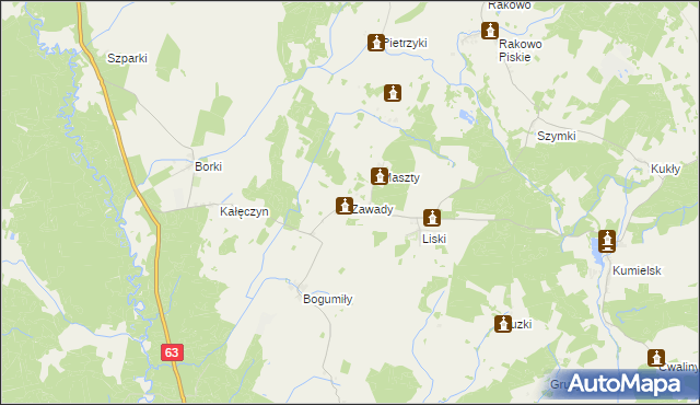 mapa Zawady gmina Pisz, Zawady gmina Pisz na mapie Targeo