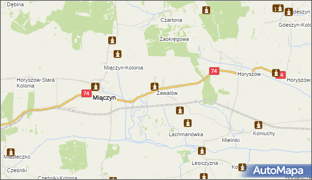 mapa Zawalów, Zawalów na mapie Targeo