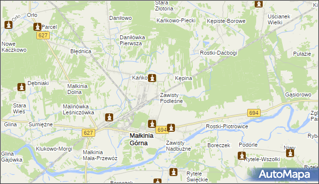 mapa Zawisty Podleśne, Zawisty Podleśne na mapie Targeo